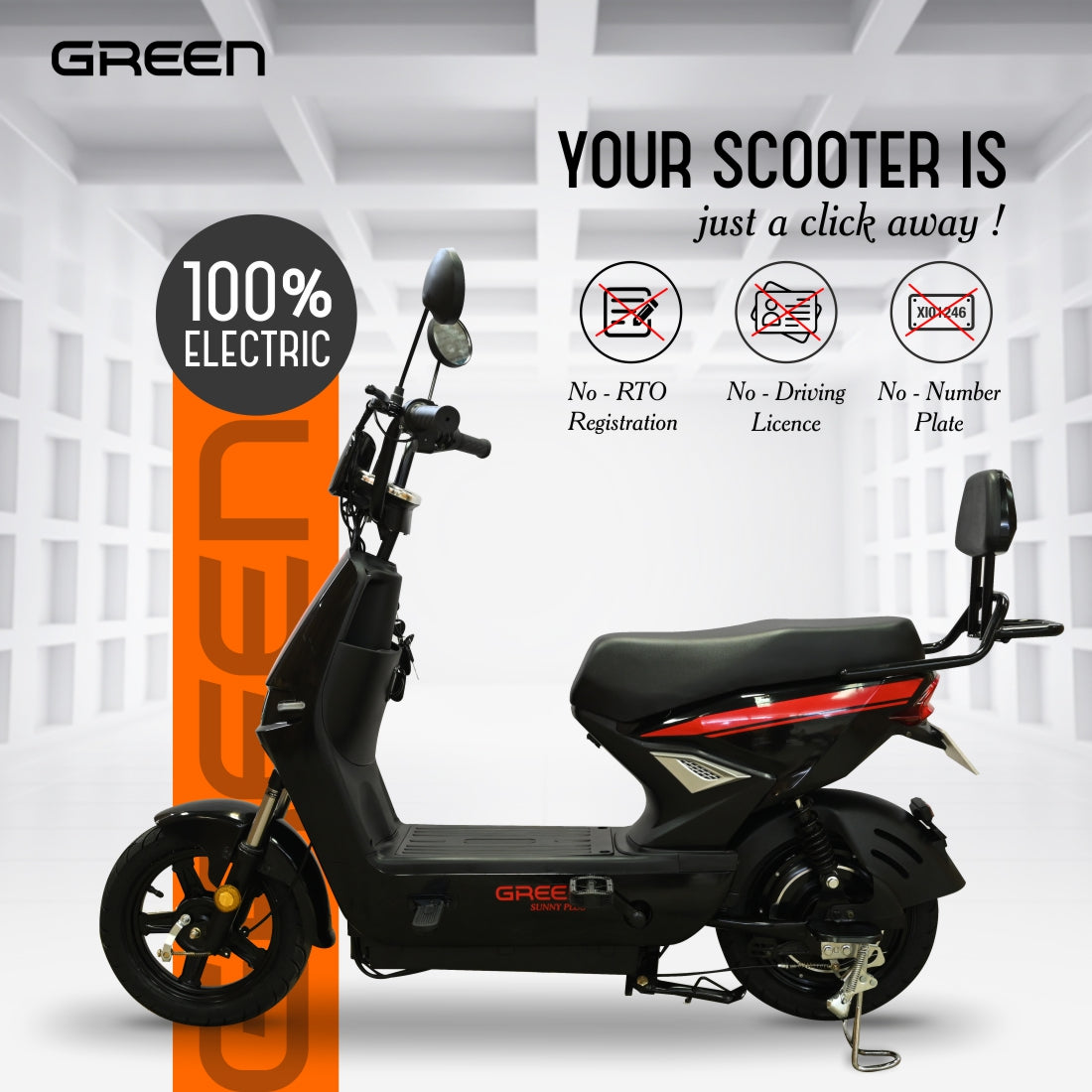 Green Sunny Plus 40kms Range Electric Scooter