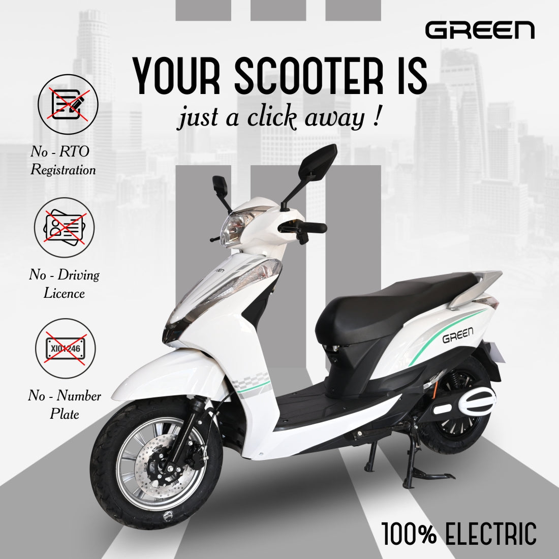 Green Elaan 60kms Range Electric Scooter