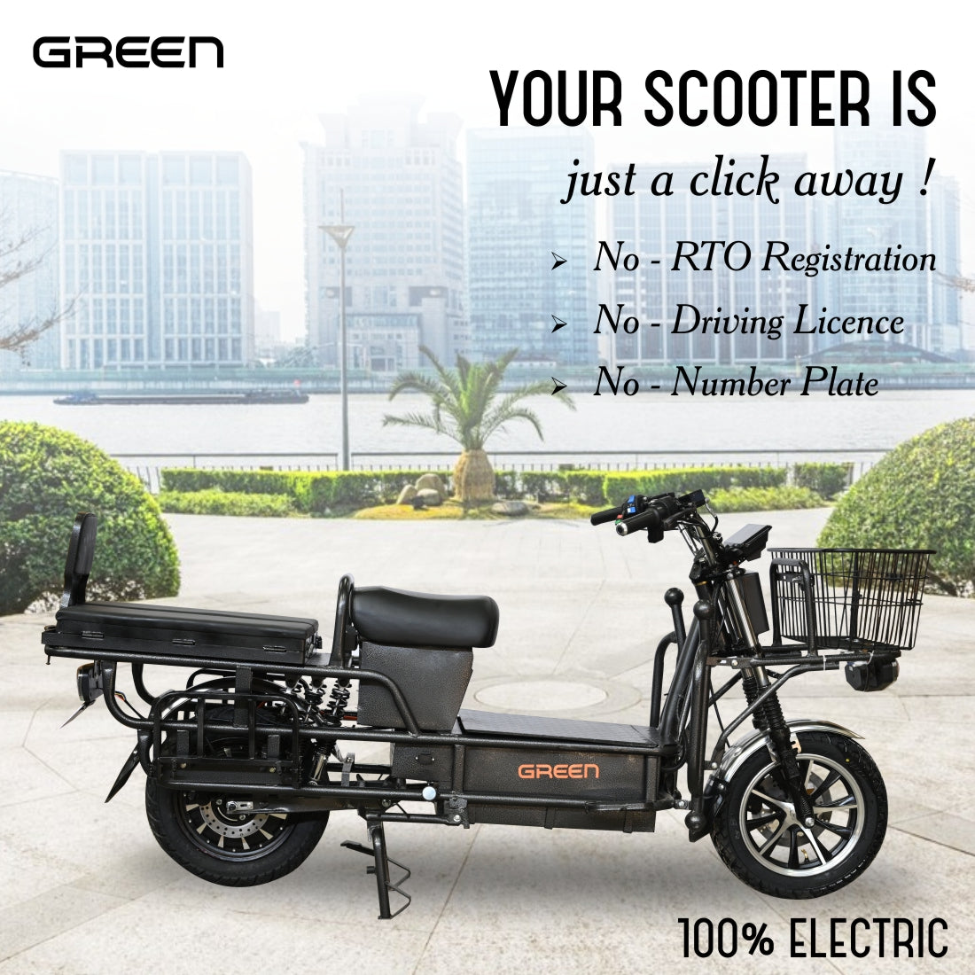 Green Loader 80kms Range Heavy Duty Electric Scooter
