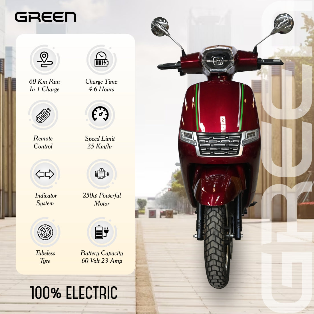 Green Vista 60kms Range Electric Scooter