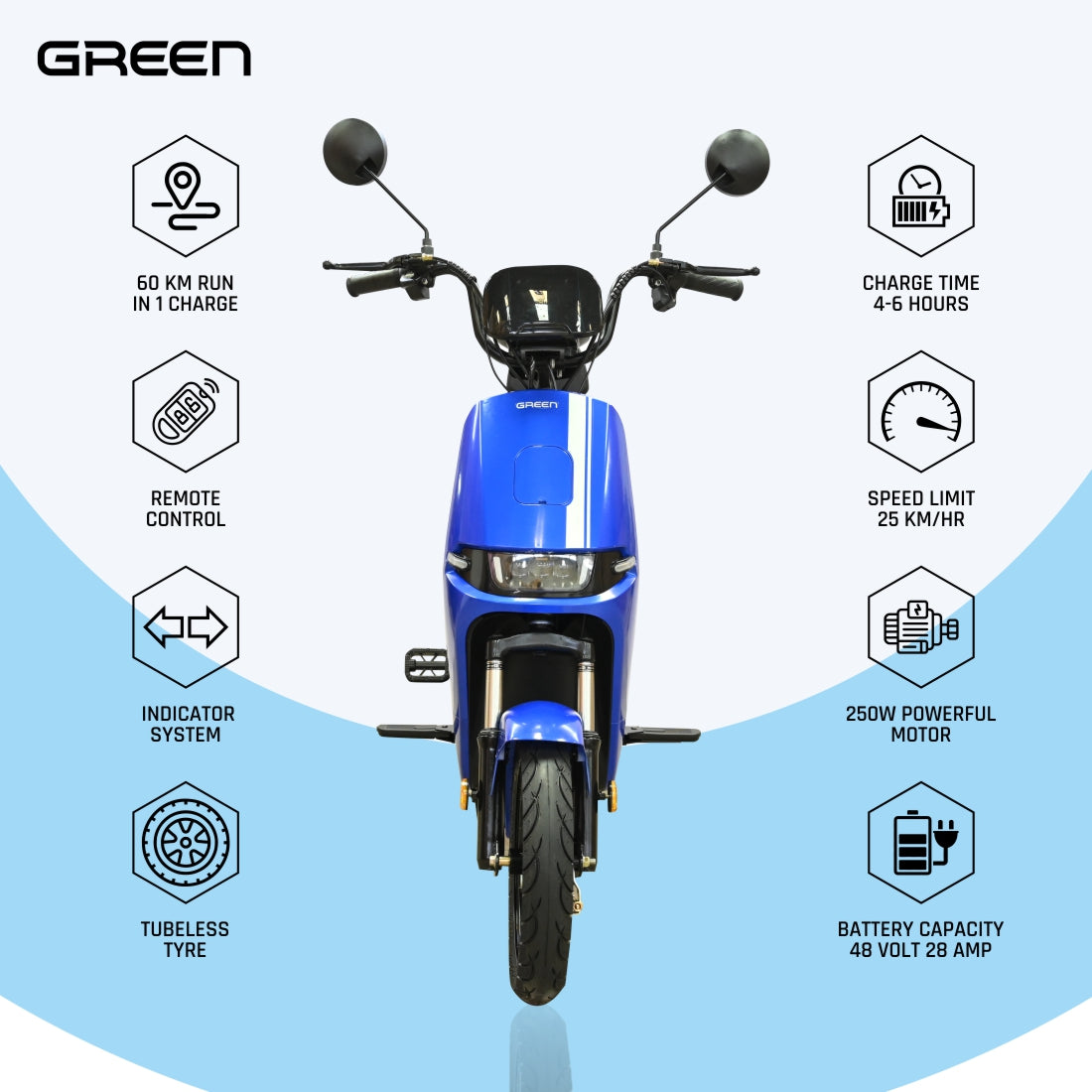 Green Sunny Plus 60kms Range Electric Scooter