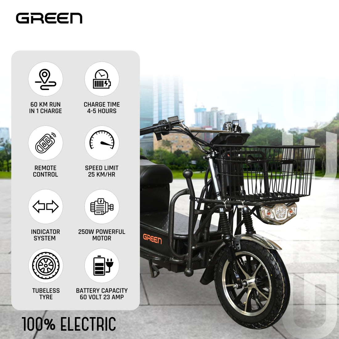 Green Loader 60kms Range Heavy Duty Electric Scooter