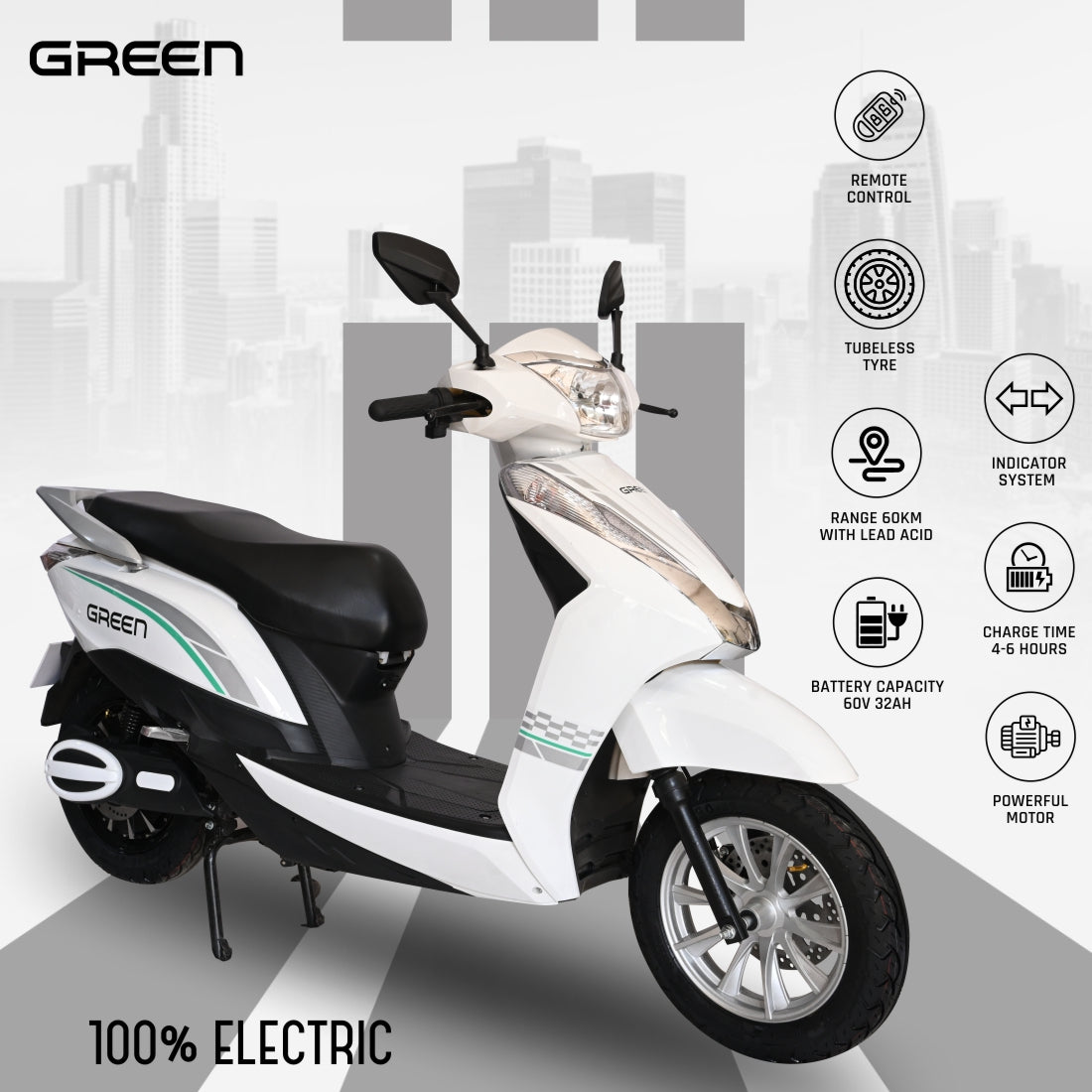 Green Elaan 60kms Range Electric Scooter