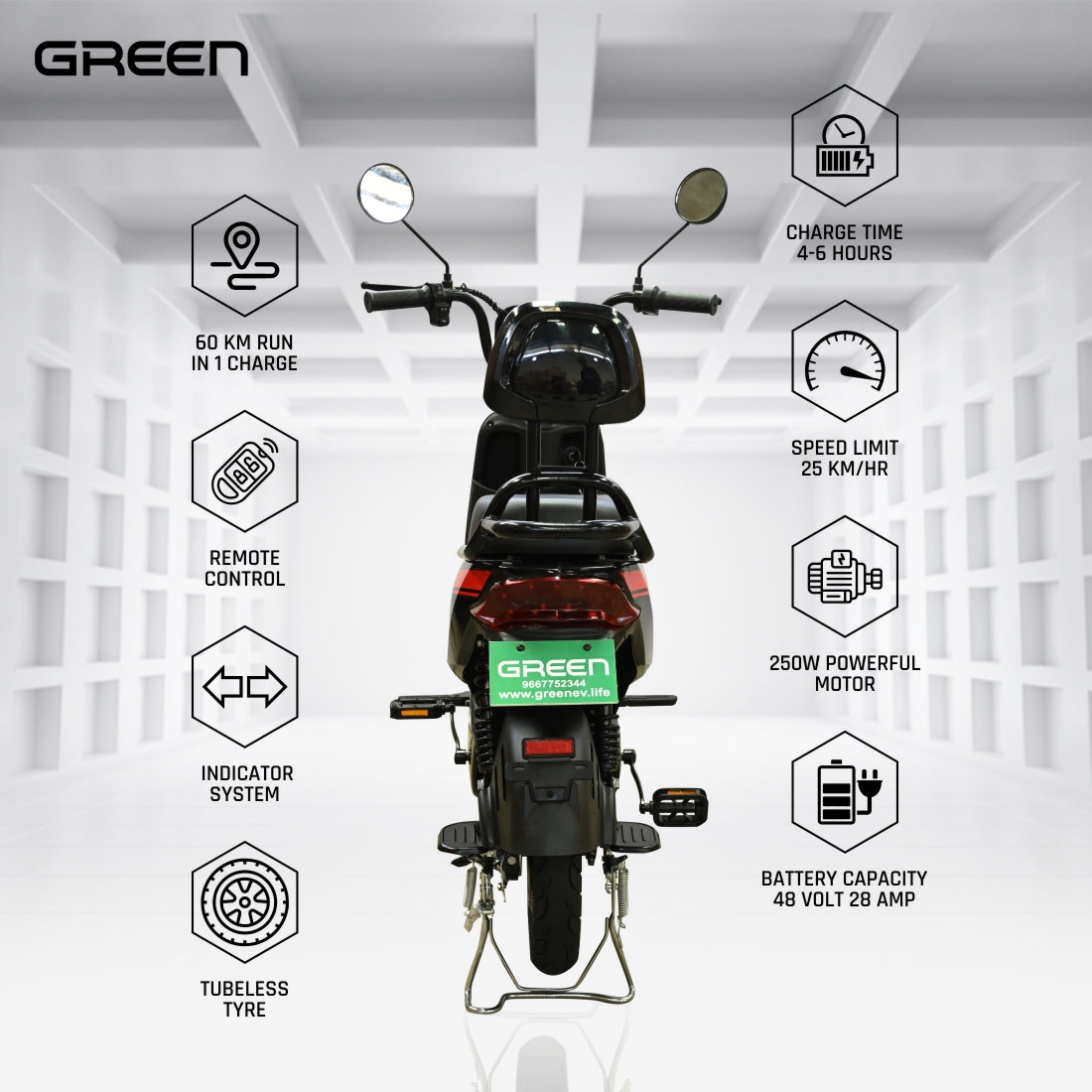 Green Sunny Plus 40kms Range Electric Scooter