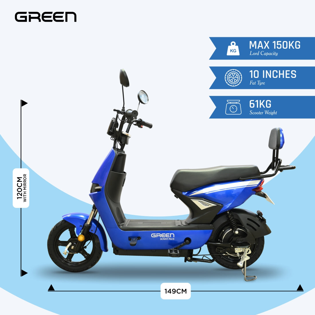Green Sunny Plus 60kms Range Electric Scooter