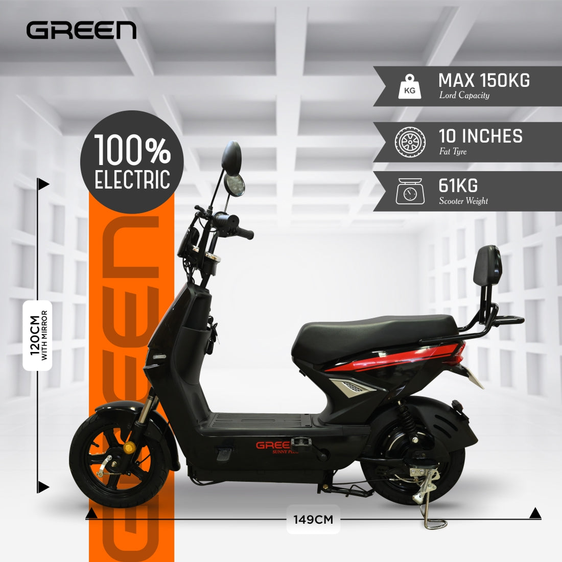 Green Sunny Plus 40kms Range Electric Scooter