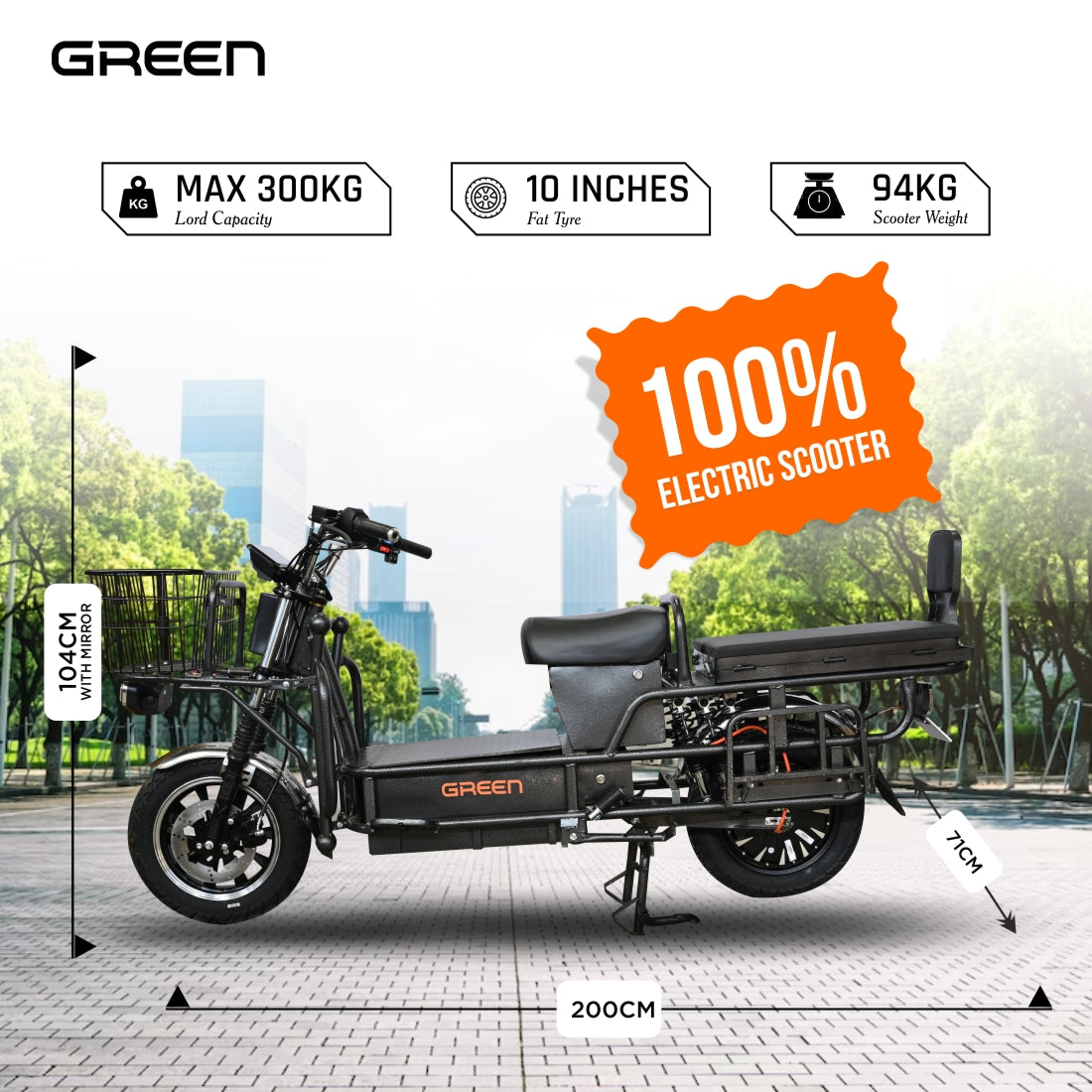 Green Loader 60kms Range Heavy Duty Electric Scooter