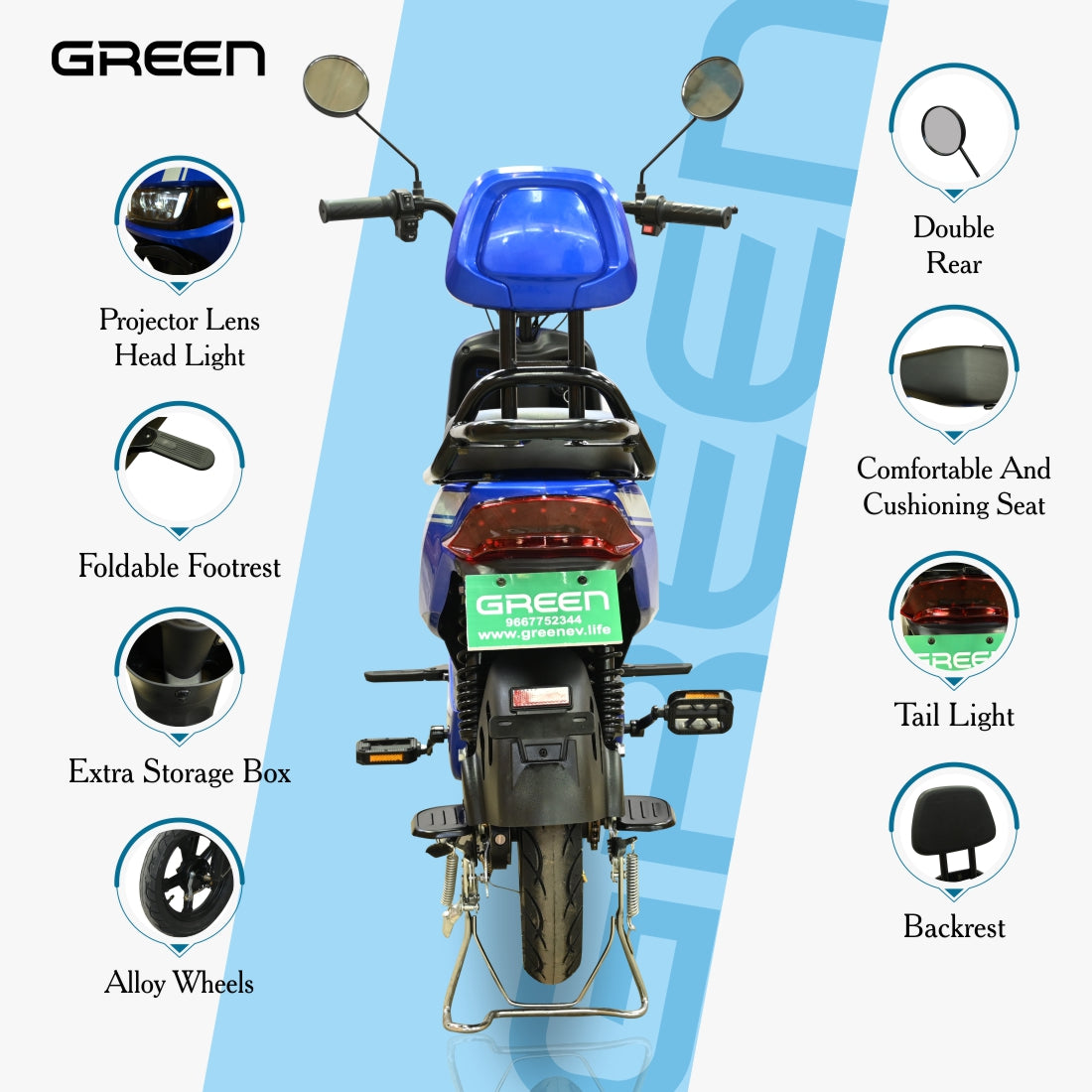 Green Sunny Plus 60kms Range Electric Scooter