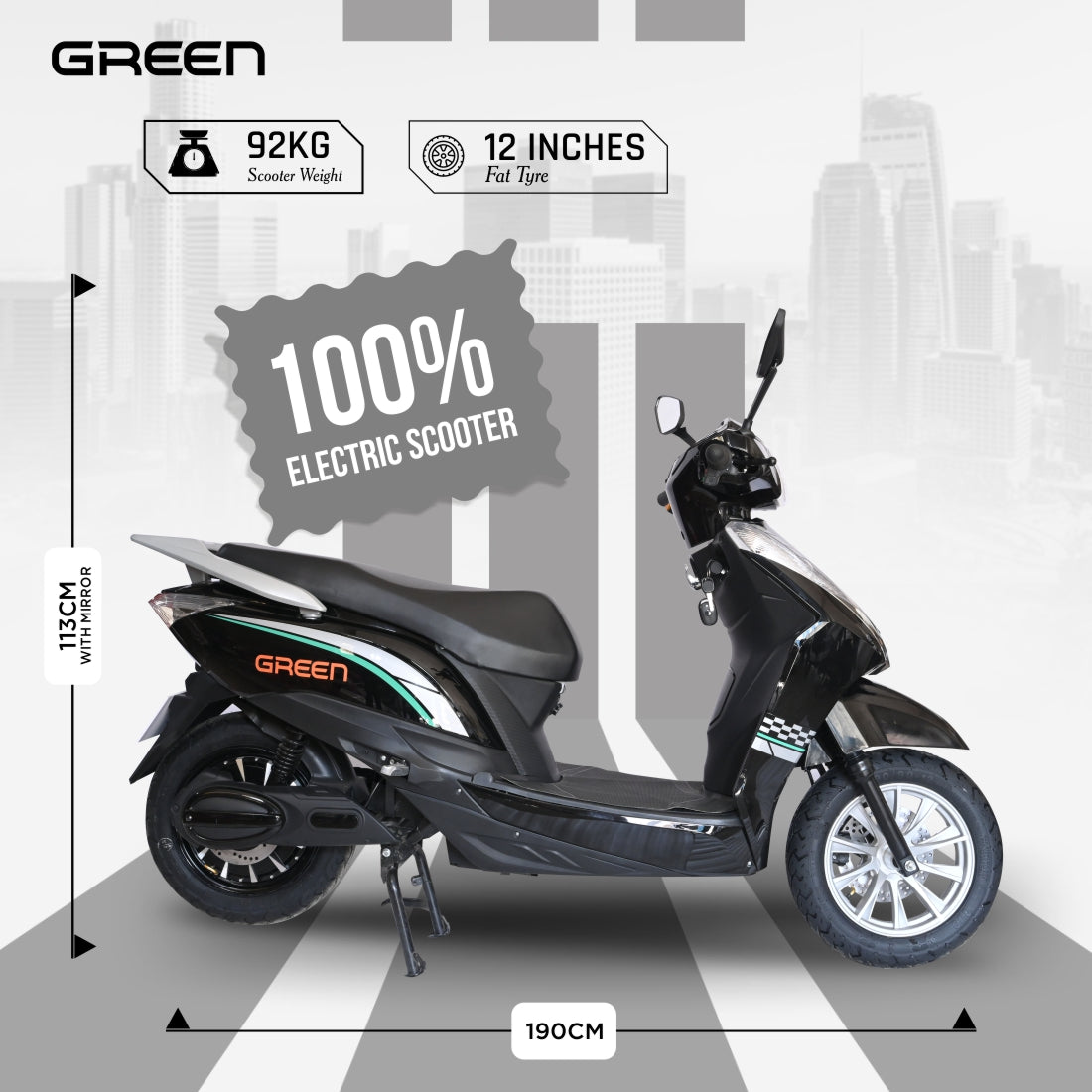 Green Elaan 80kms Range Electric Scooter