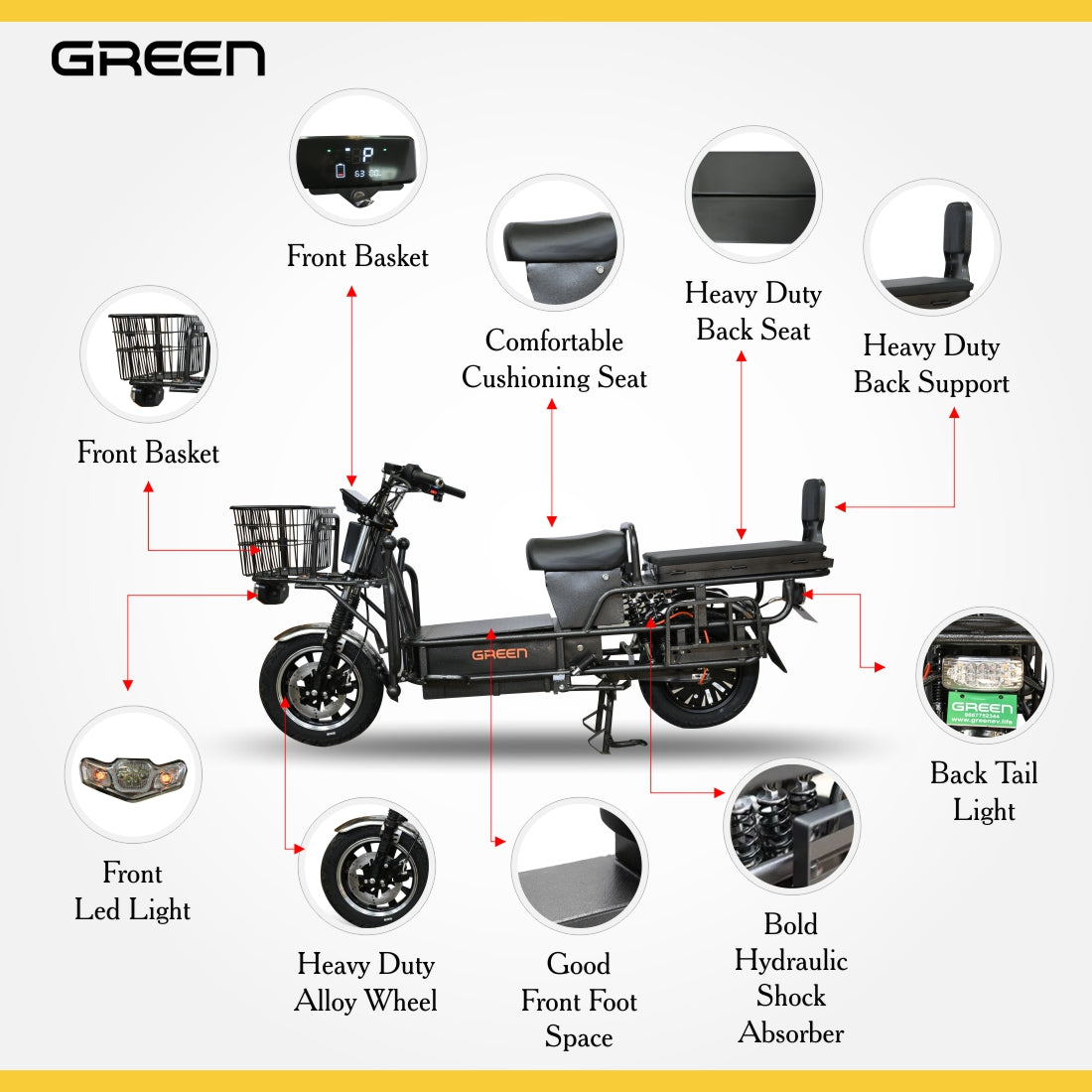 Green Loader 80kms Range Heavy Duty Electric Scooter