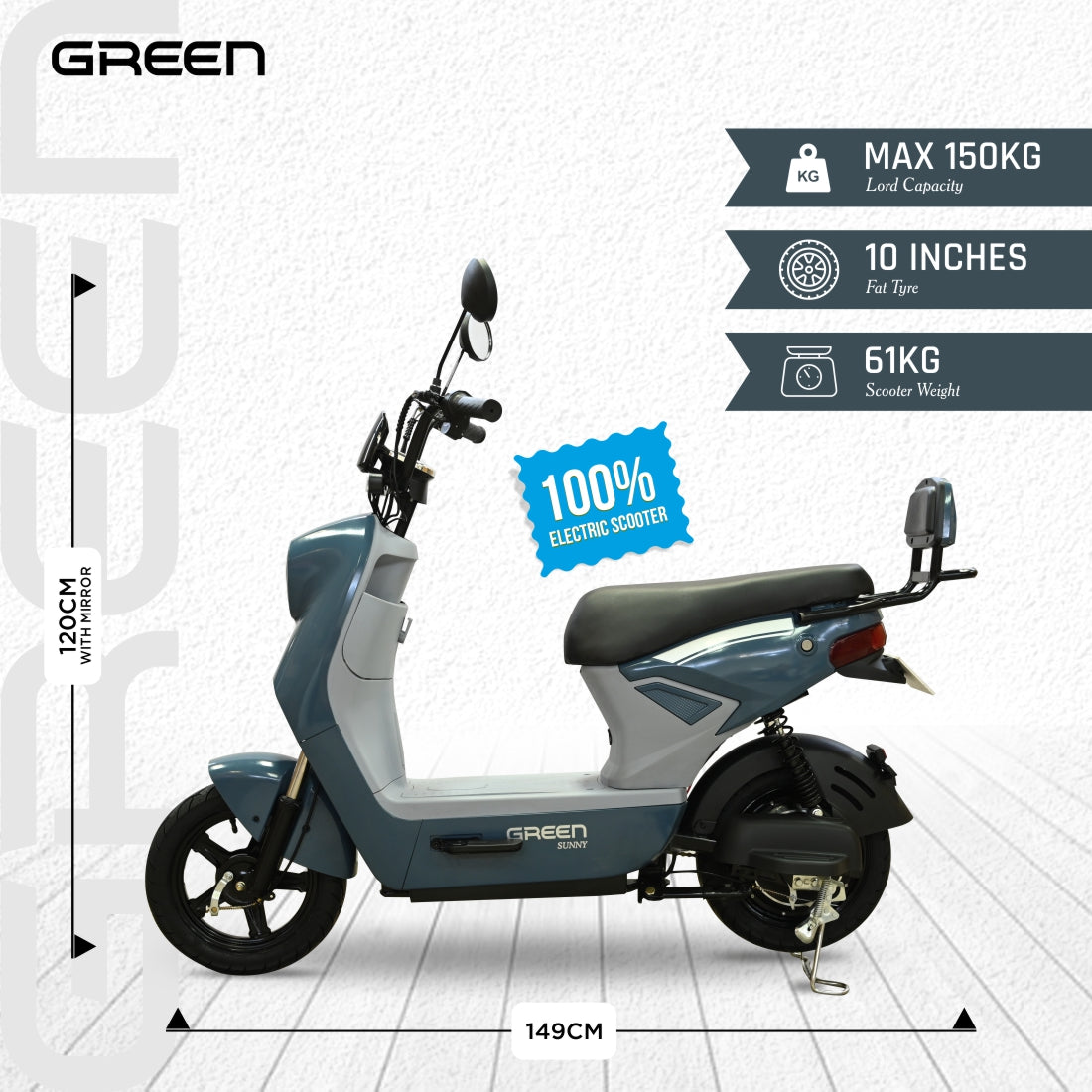 Green Sunny 40kms Range Electric Scooter
