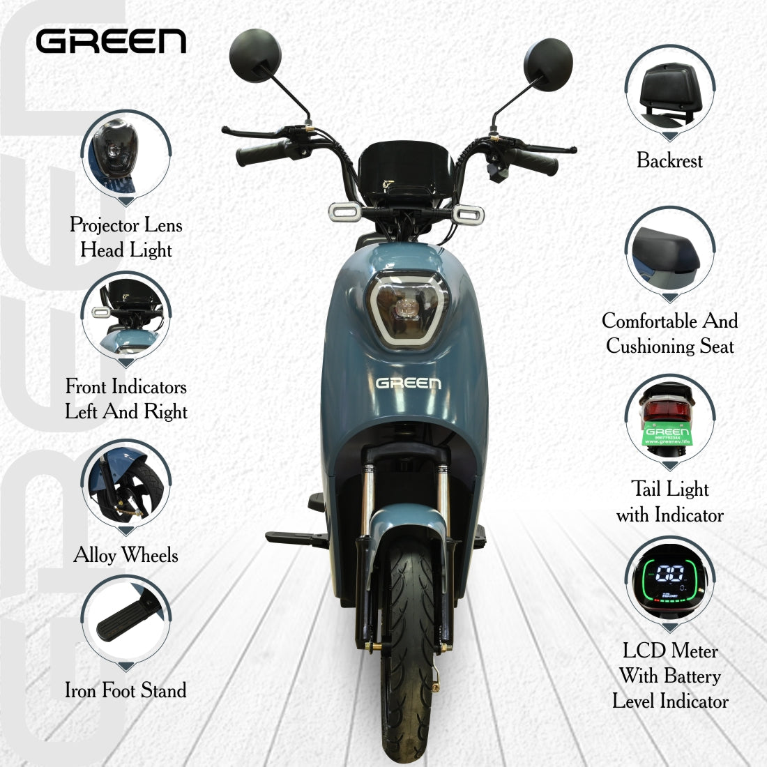 Green Sunny 40kms Range Electric Scooter