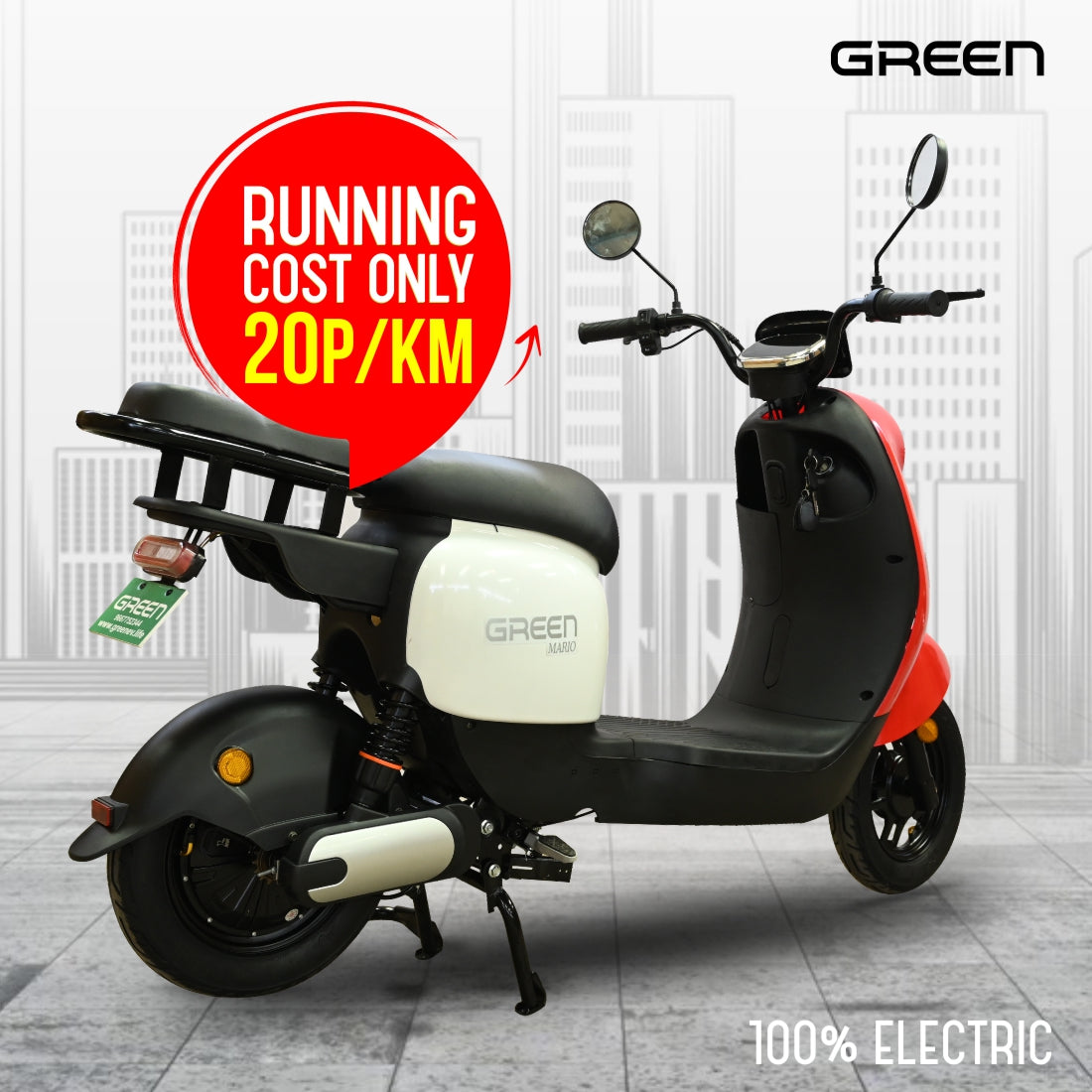Green Mario 60kms Range Electric Scooter