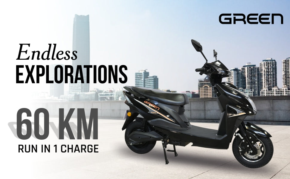 Green Invicta 60kms Range Electric Scooter