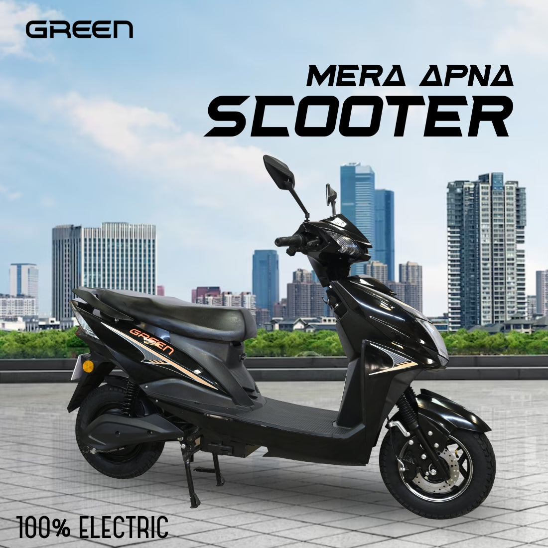 Green Invicta 60kms Range Electric Scooter