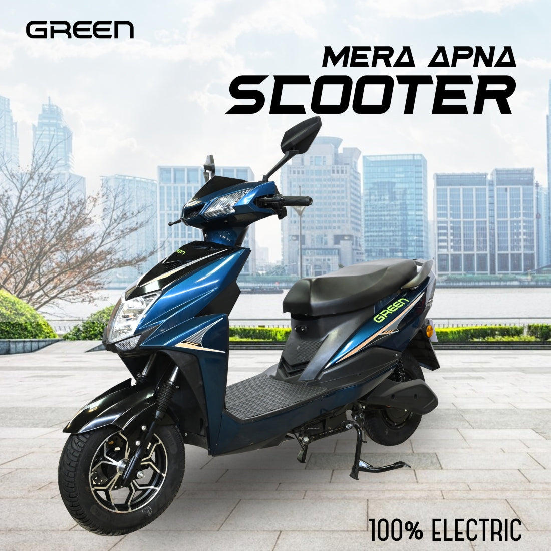 Green Invicta 80kms Range Electric Scooter