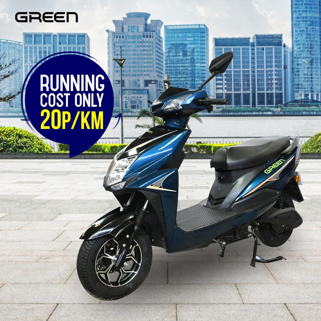 Green Invicta 80kms Range Electric Scooter