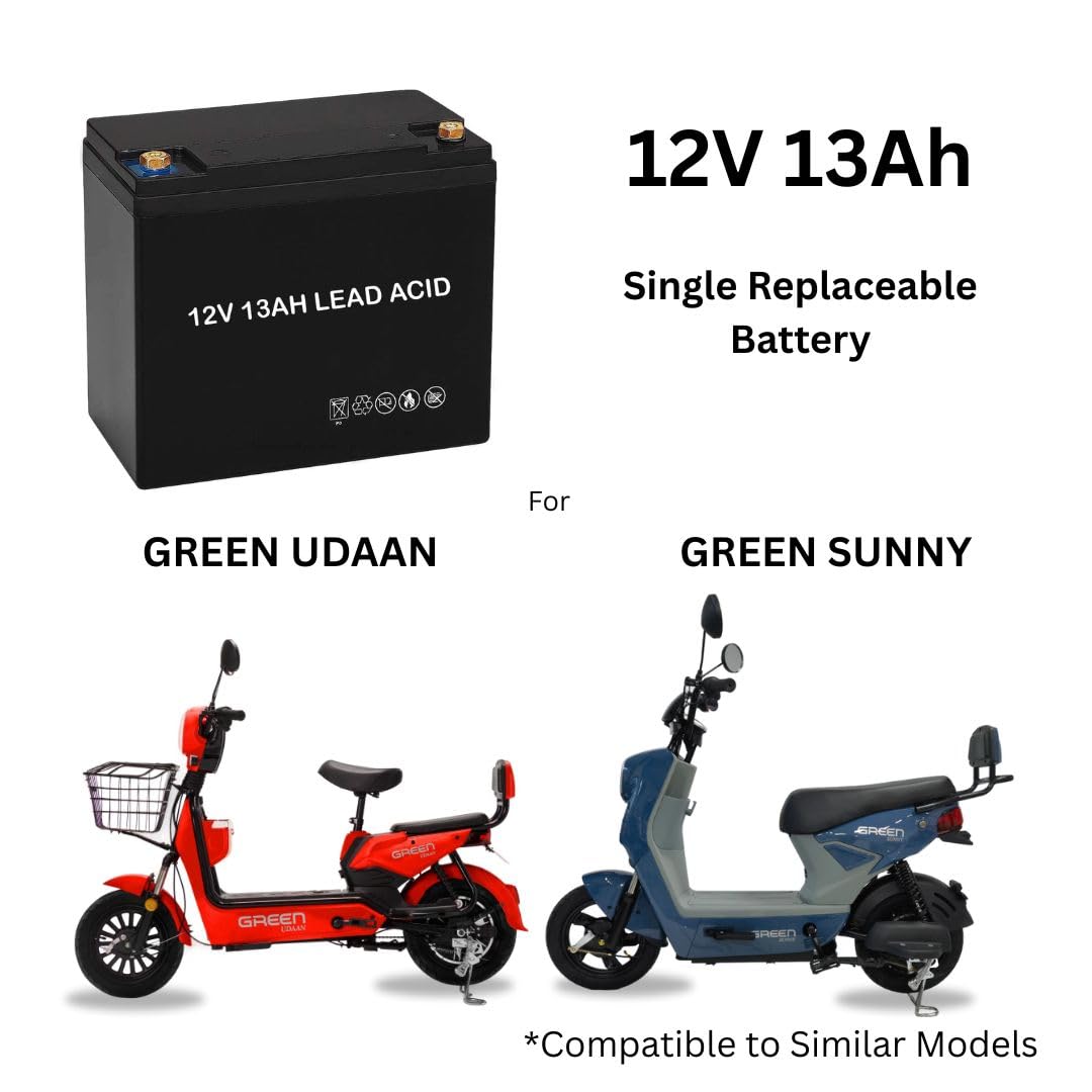 12V 13AH Lead Acid Battery for Green Udaan and Sunny Electric Scooter (Pack of 1 Battery)