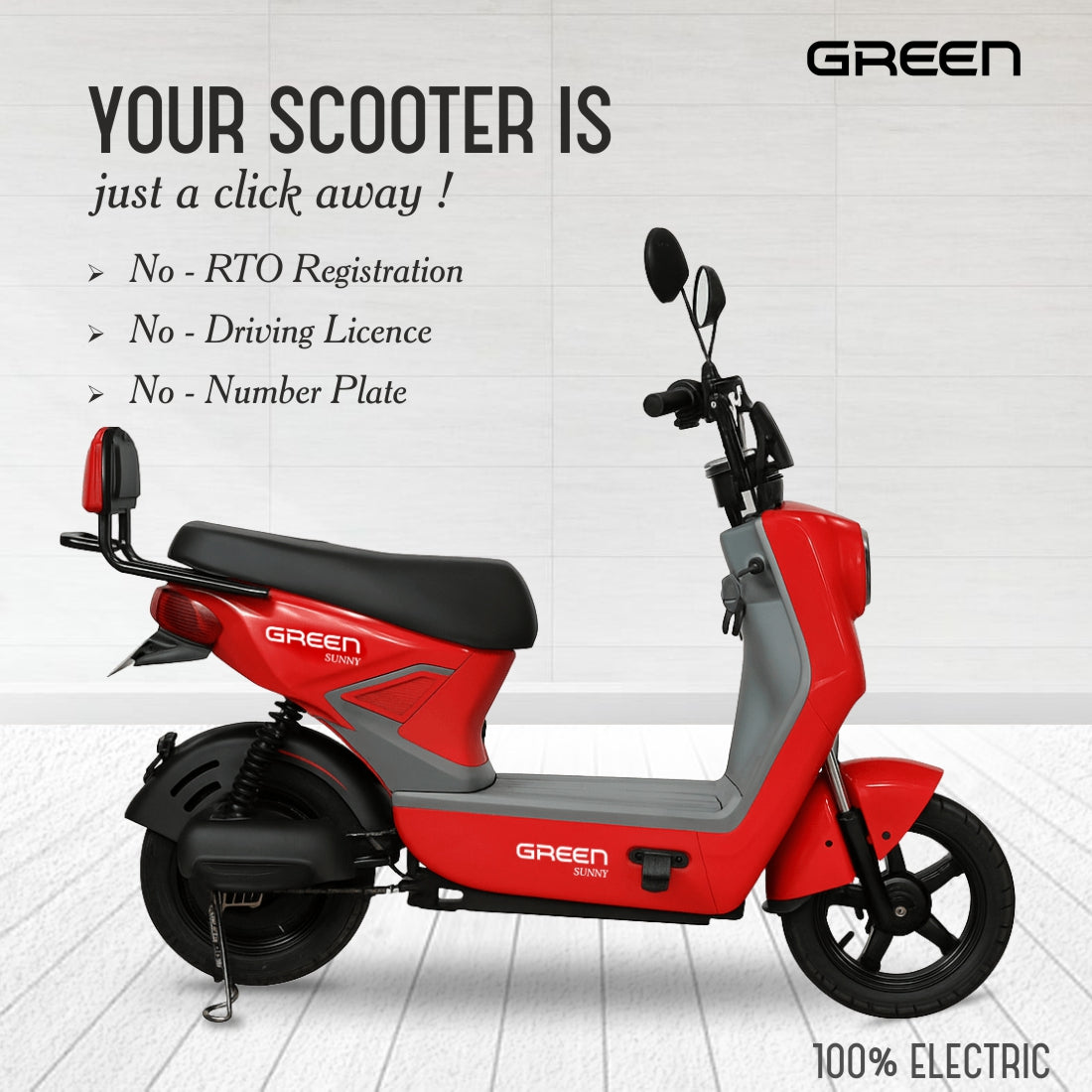 Green Sunny 80kms Range Electric Scooter