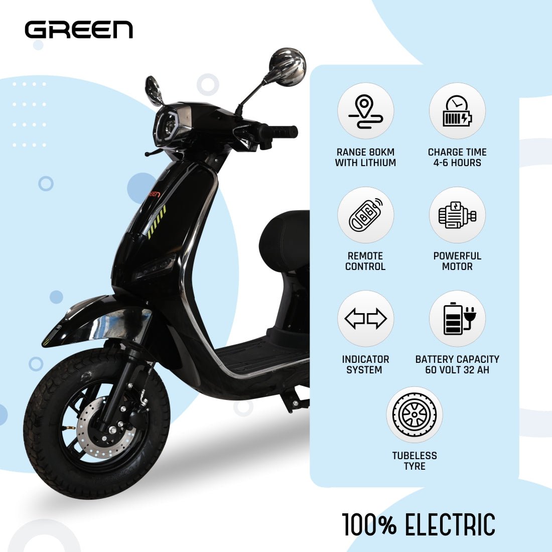 Green Falco 80kms Range Electric Scooter