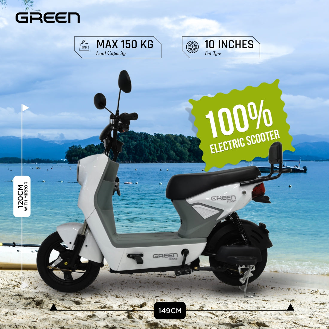 Green Sunny 60kms Range Electric Scooter