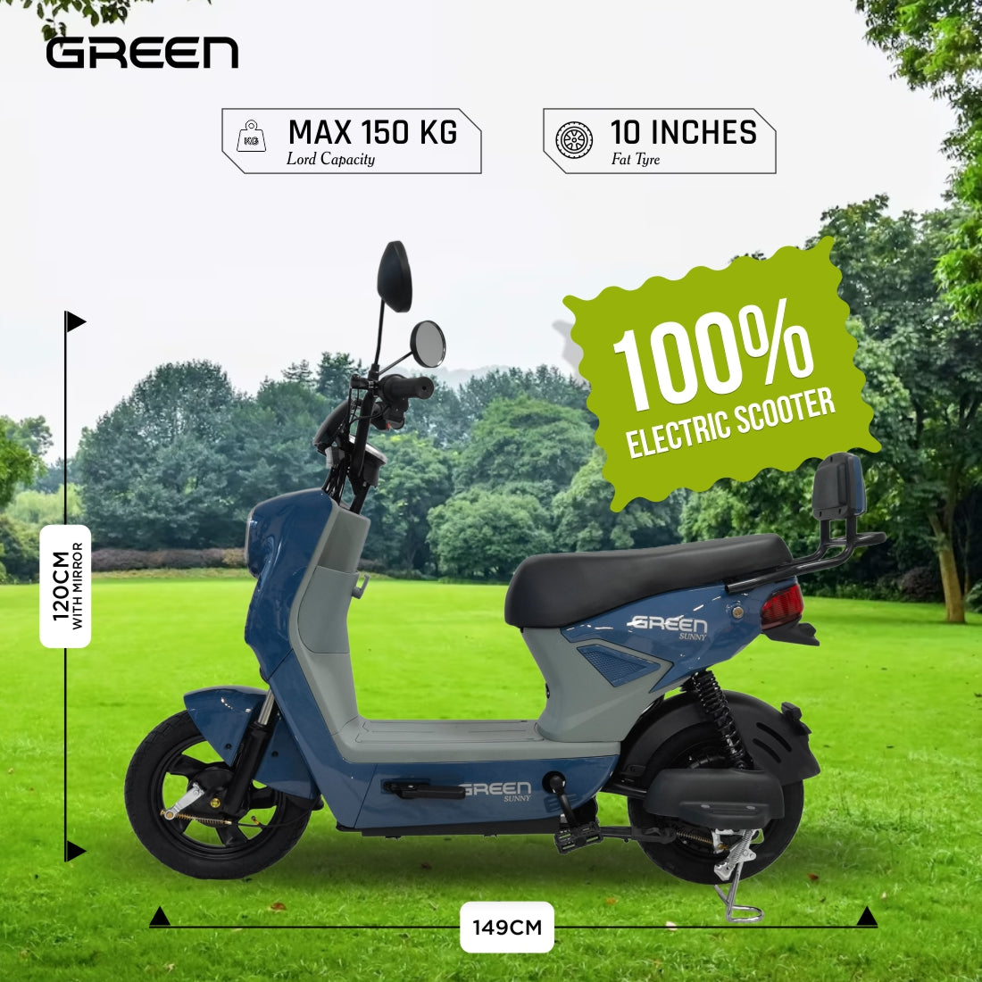 Green Sunny 40kms Range Electric Scooter