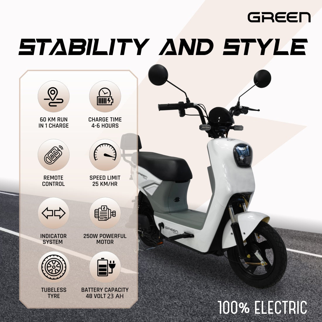 Green Sunny 60kms Range Electric Scooter