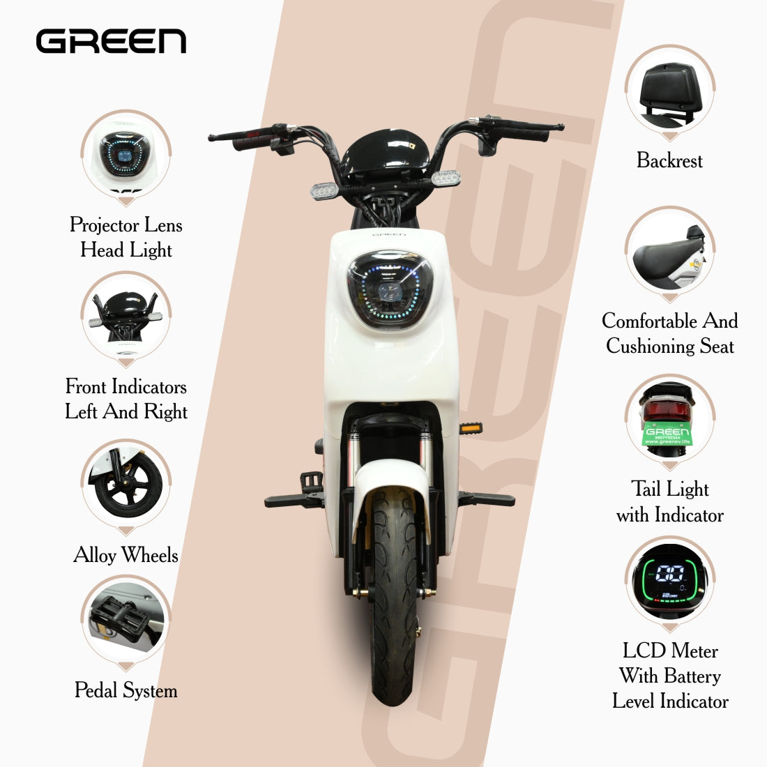 Green Sunny 60kms Range Electric Scooter