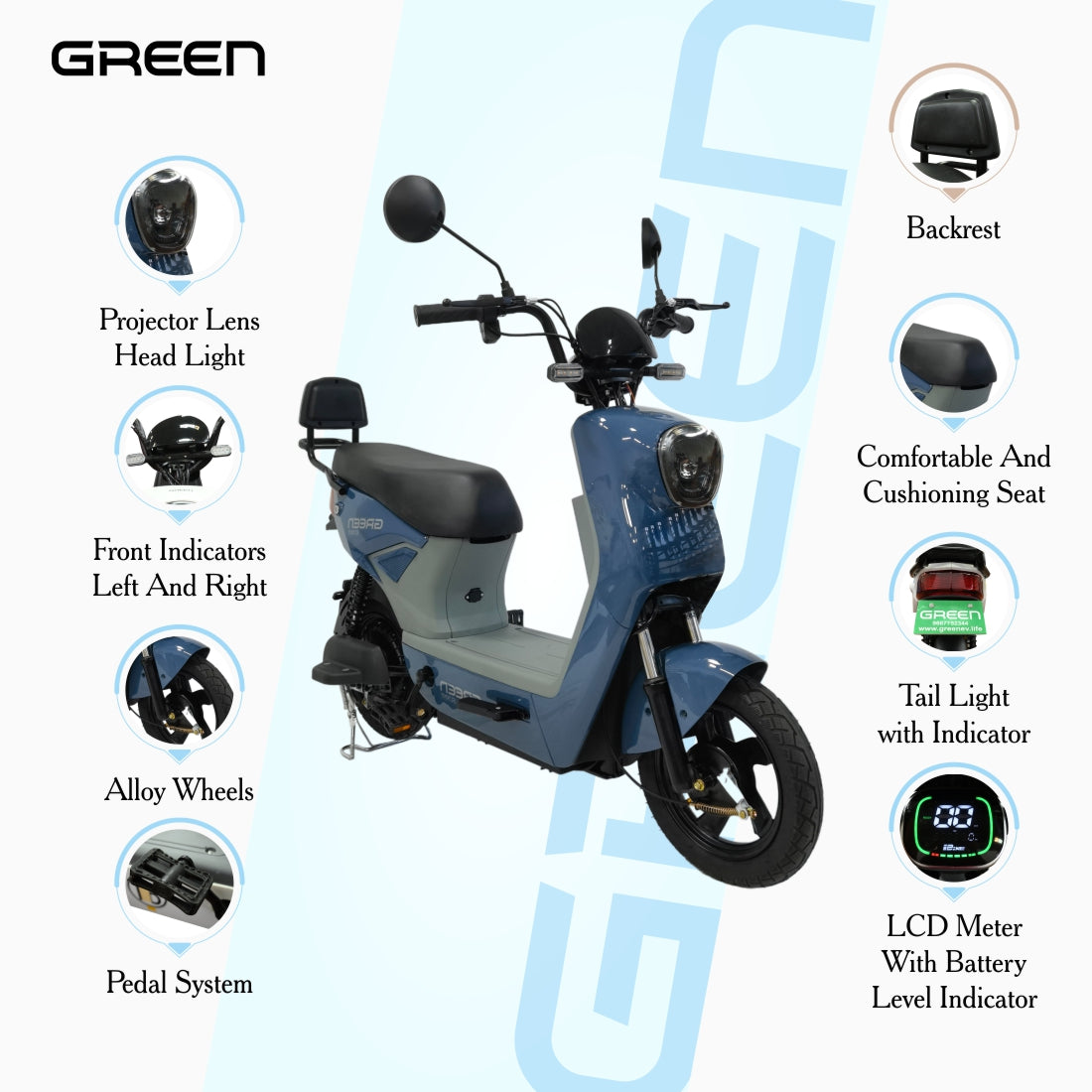 Green Sunny 40kms Range Electric Scooter