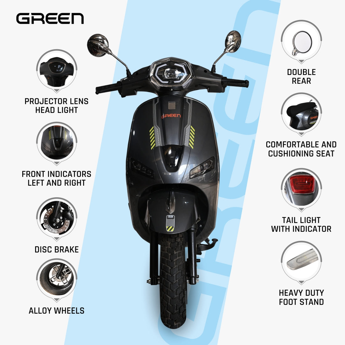 Green Falco 60kms Range Electric Scooter