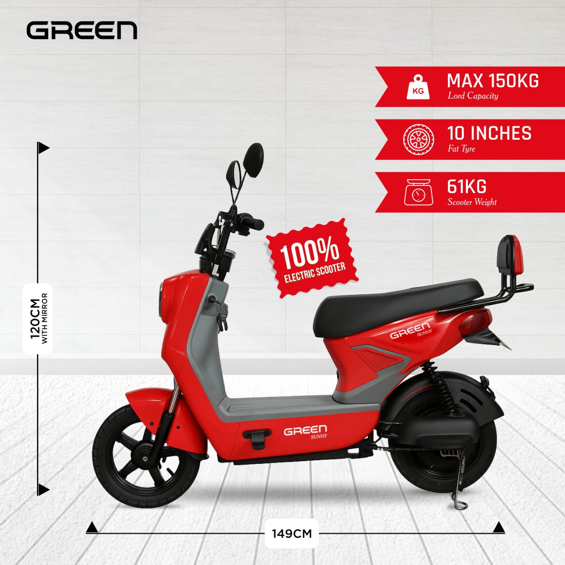 Green Sunny 80kms Range Electric Scooter