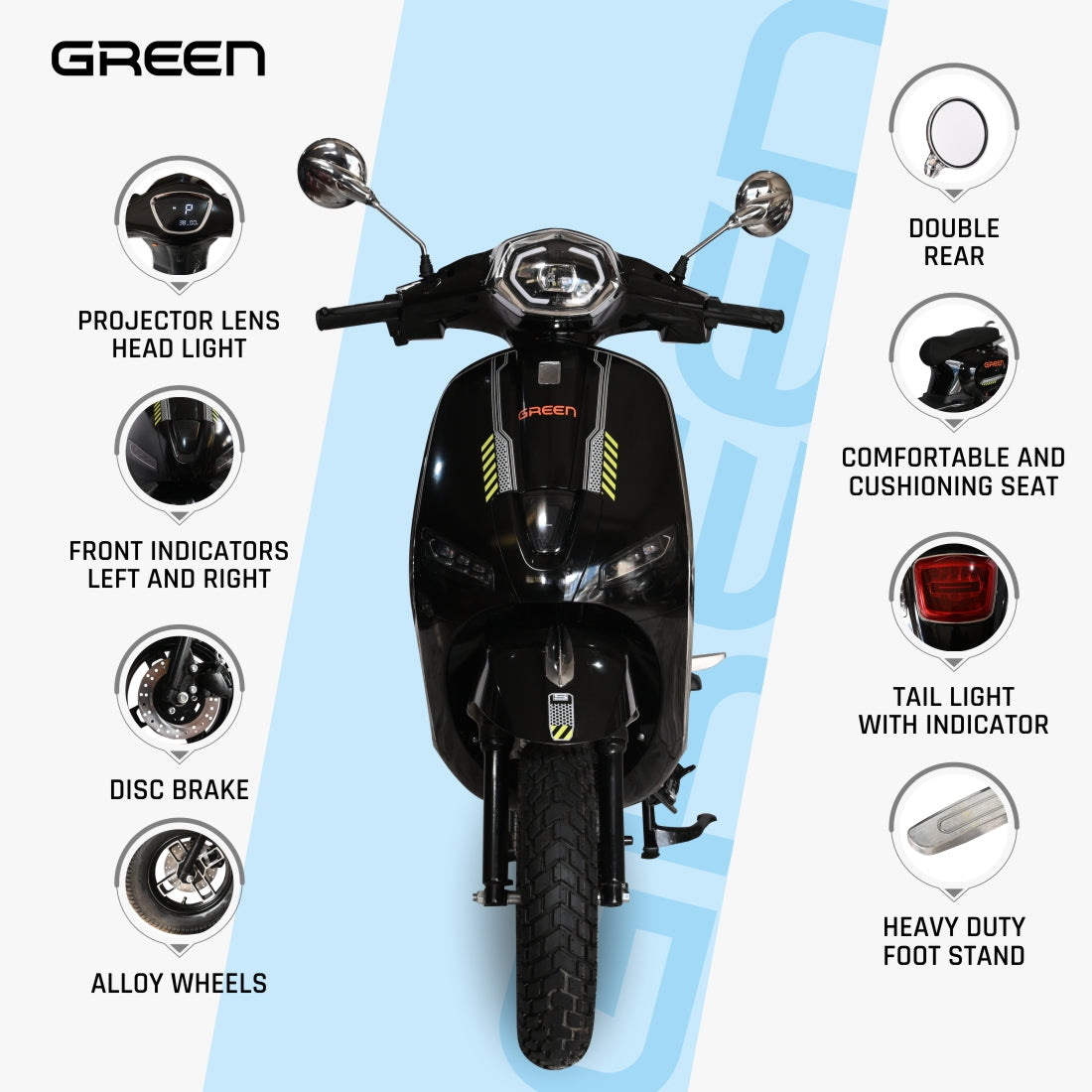 Green Falco 80kms Range Electric Scooter