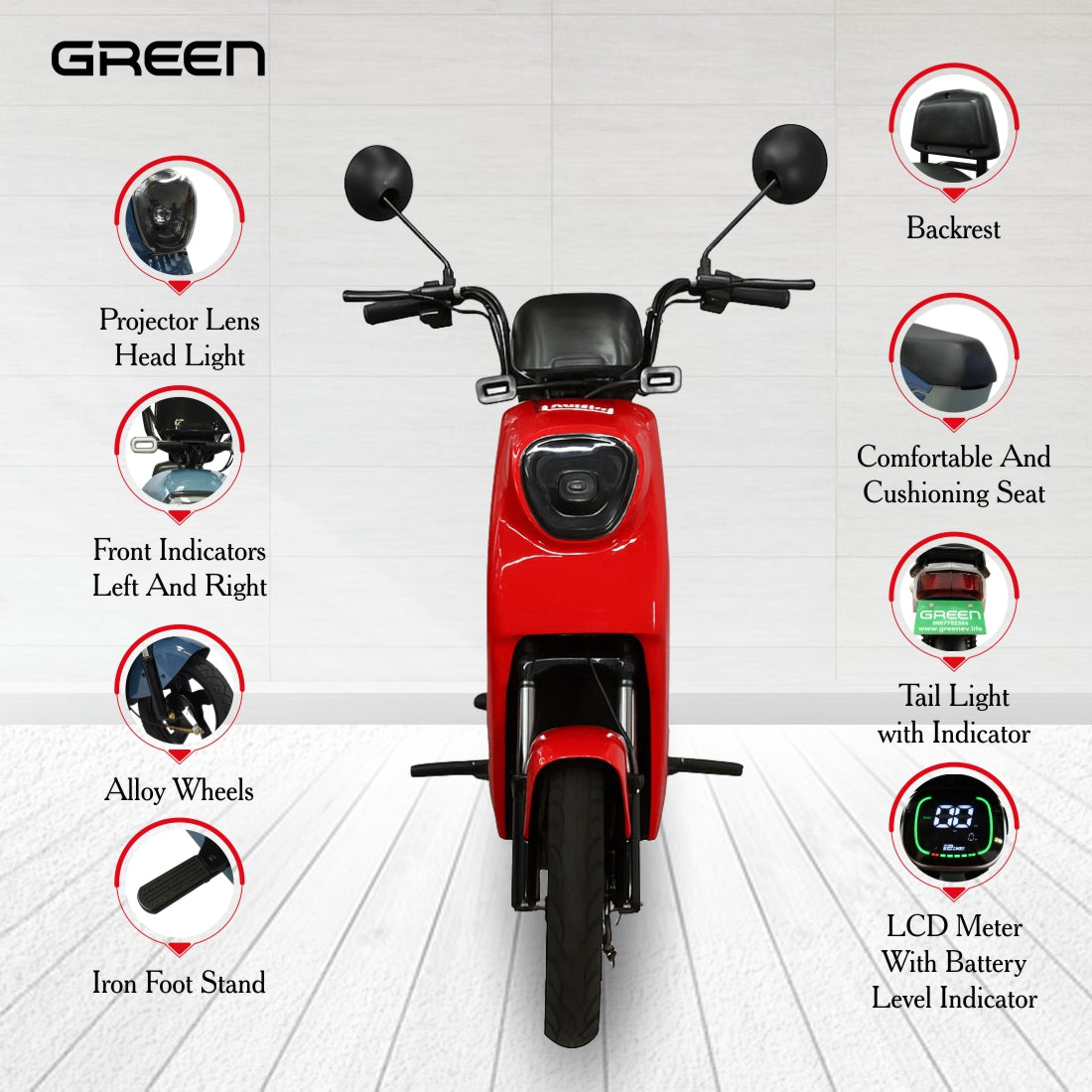 Green Sunny 80kms Range Electric Scooter