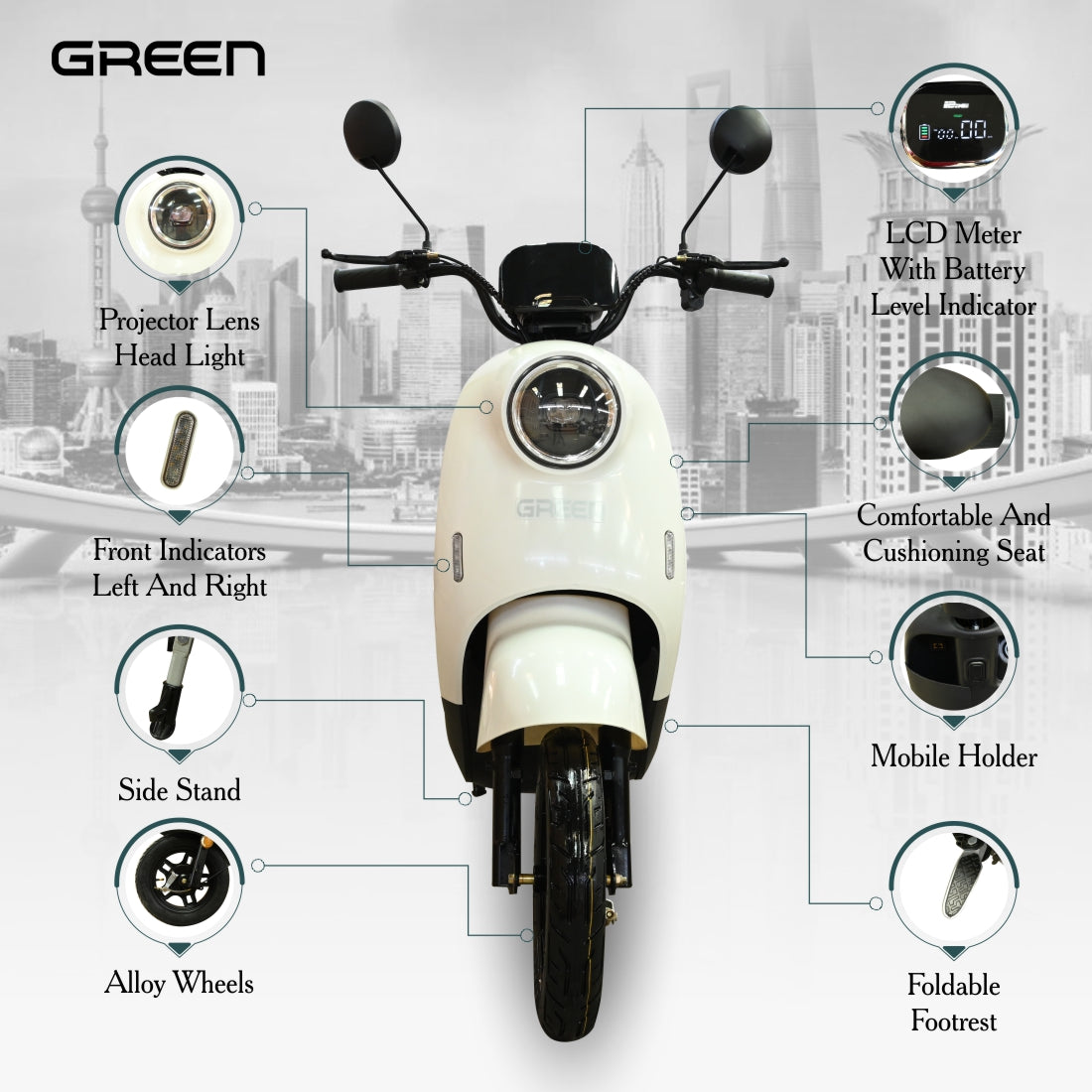 Green Mario 80kms Range Electric Scooter