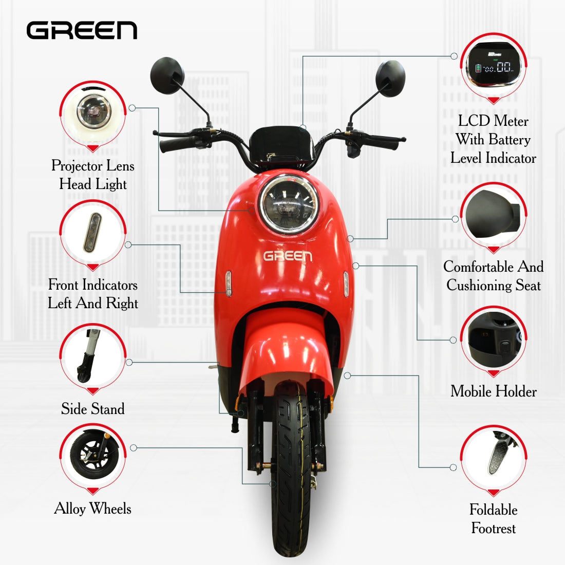 Green Mario 60kms Range Electric Scooter