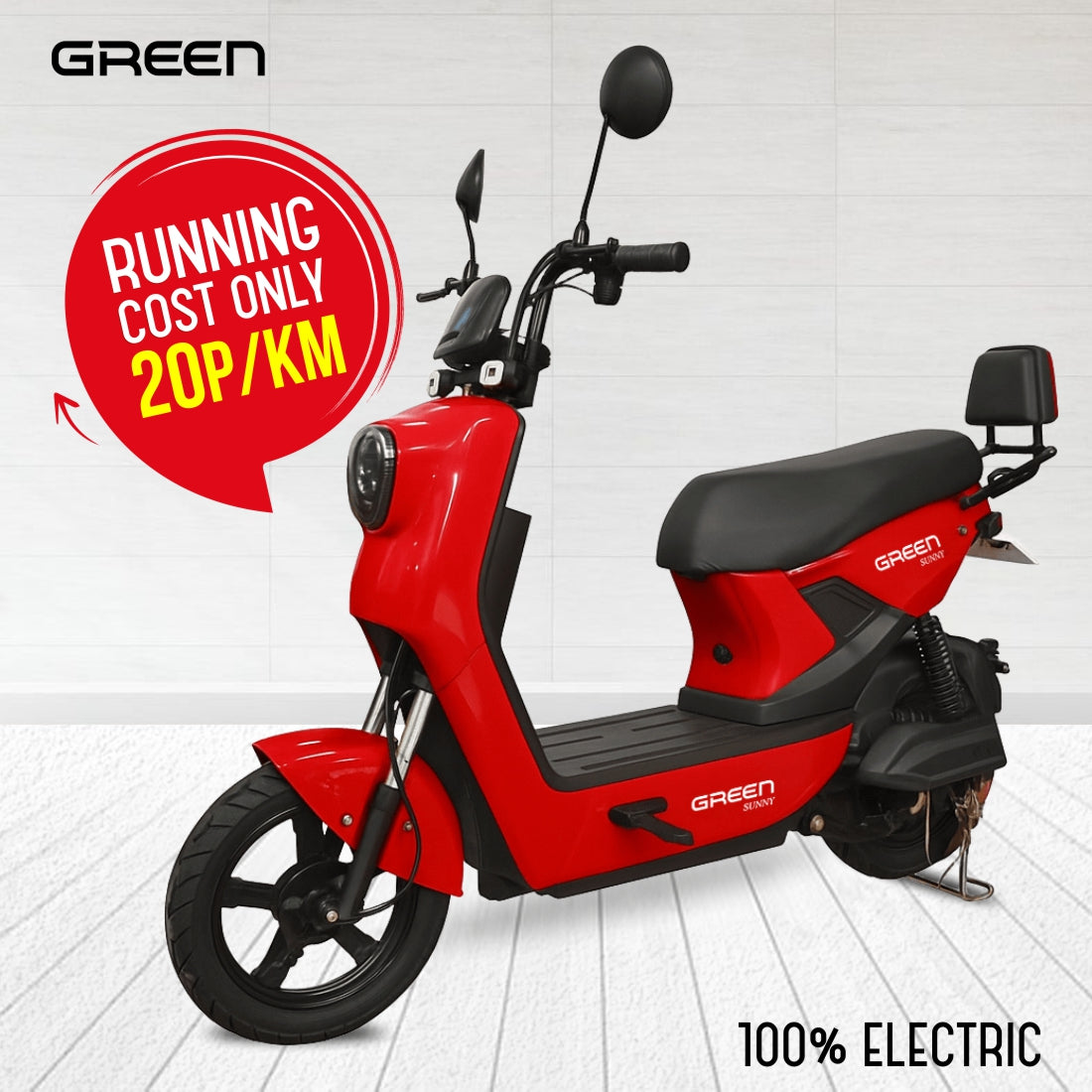 Green Sunny 80kms Range Electric Scooter