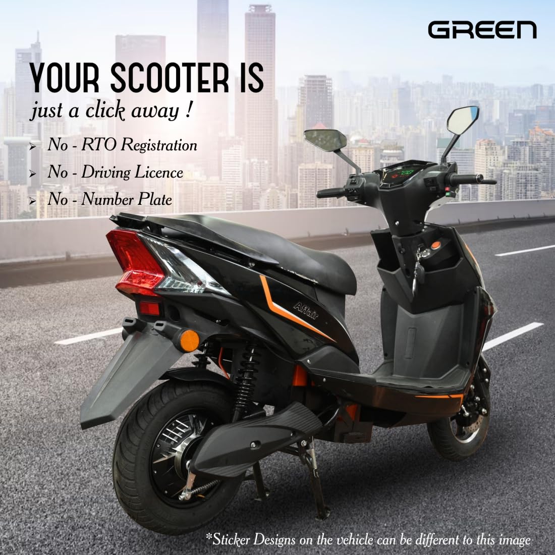 Green Invicta 60kms Range Electric Scooter